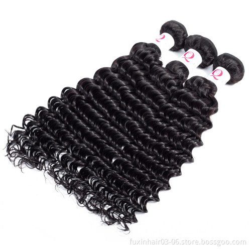Real Virgin Human Hair 100% Deep Wave Raw Remy Brazilian Cheap 6a Pure Human Hair Bundles with Lace Closure
